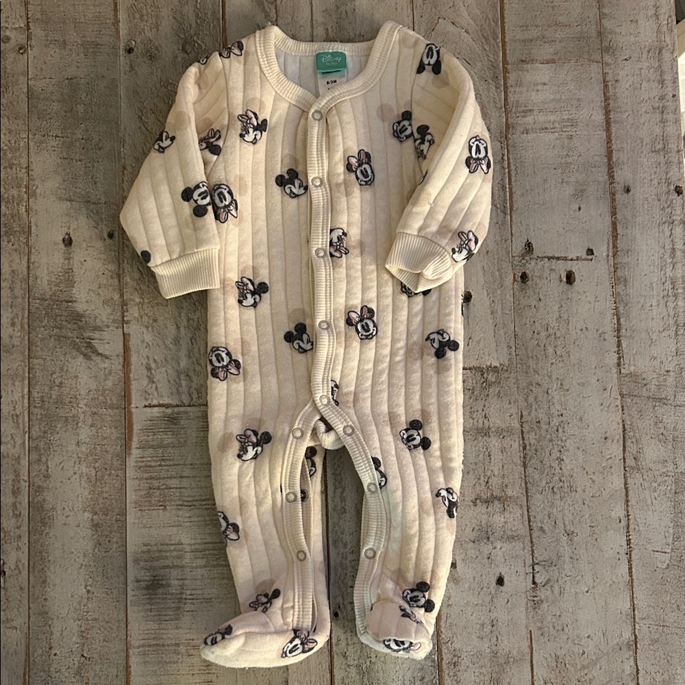 Disney Cream Mickey Mouse Footie One Piece
